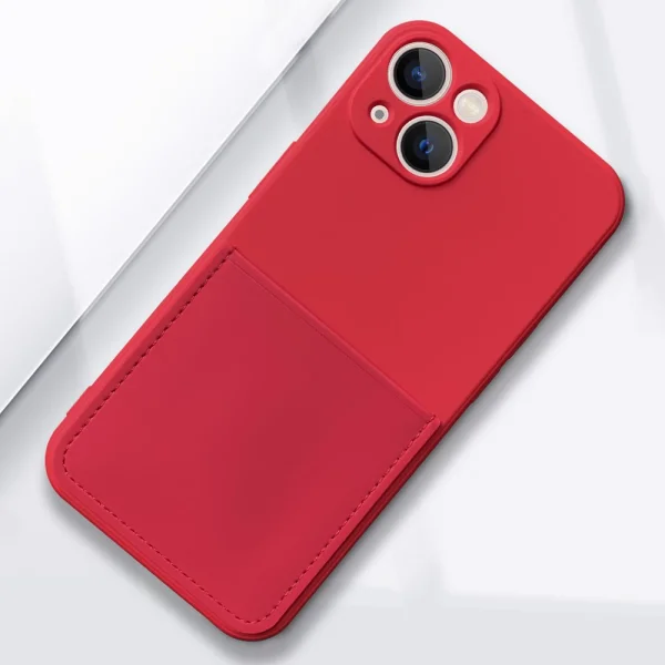 Силиконов калъф Card Slot за IPhone 13, червен 3