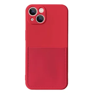 Силиконов калъф Card Slot за IPhone 13, червен