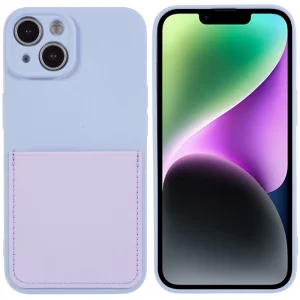Силиконов калъф Silicone Lite Card Slot за IPhone 14, светло лилав