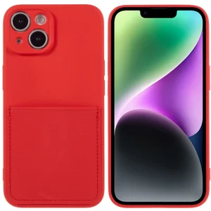 Силиконов калъф Card Slot за IPhone 14, червен