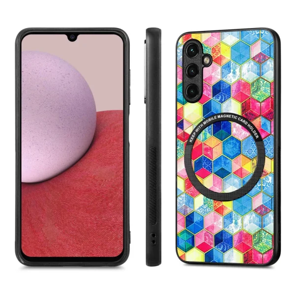 Удароустойчив калъф Metal Ring за Samsung Galaxy A14 5G, многоцветна мозайка 2