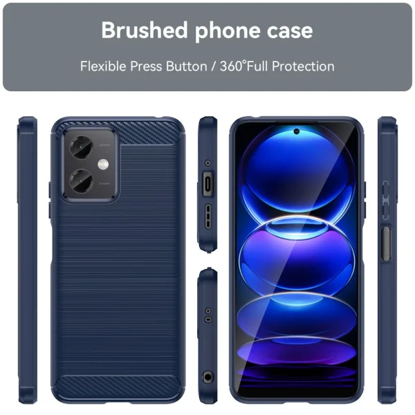 Carbon Silicone Case for Xiaomi Redmi Note 12 5G, blue 5