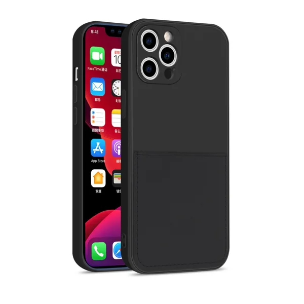Silicone Card Slot case for IPhone 12 Pro, black 1