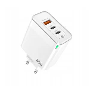 Зарядно 220V Prestico F28, 1xUSB-QC, 2xPD, 65W, бял