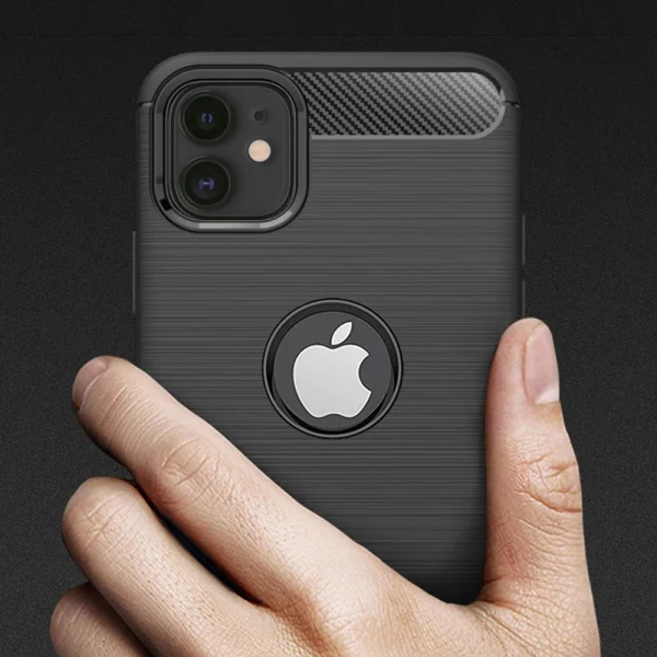 Silicon Case Carbon Fibre Brushed for iPhone 11, Black 3