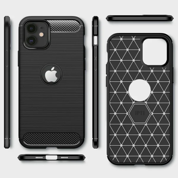 Silicon Case Carbon Fibre Brushed for iPhone 11, Black 2