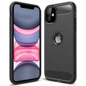 Силиконов Калъф Carbon Fibre Brushed за iPhone 11, Черен