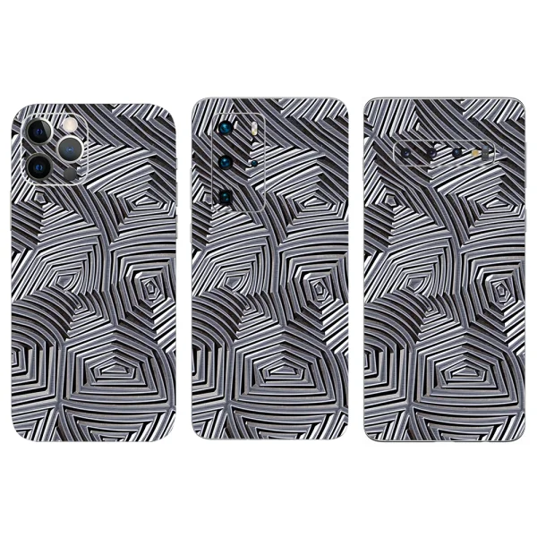 Custom Cut Phone Foil Protector (Back), 3D Abstract Metal 1