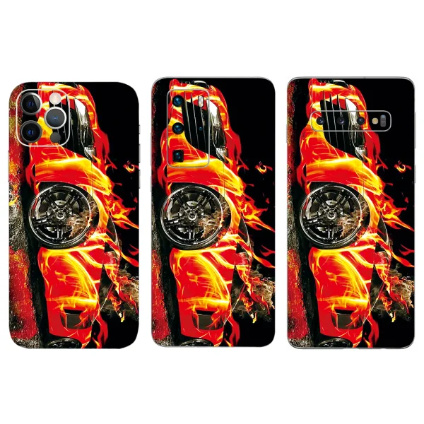 Cut Foil Protector for Phone (Back), 3D Fire Car 1