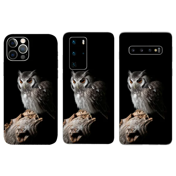 Custom Cut Phone Film Protector (Back), Owl 3D 1