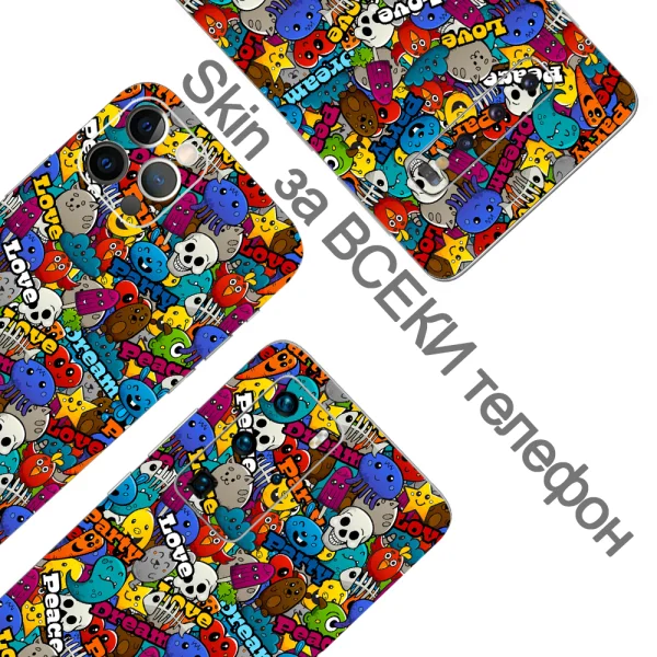 Custom Cut Phone Foil Protector (Back), 3D Happy Friends 2