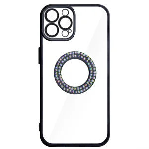 Силиконов калъф DM1 за iPhone 12 Pro, с протекция на камерата, Черен