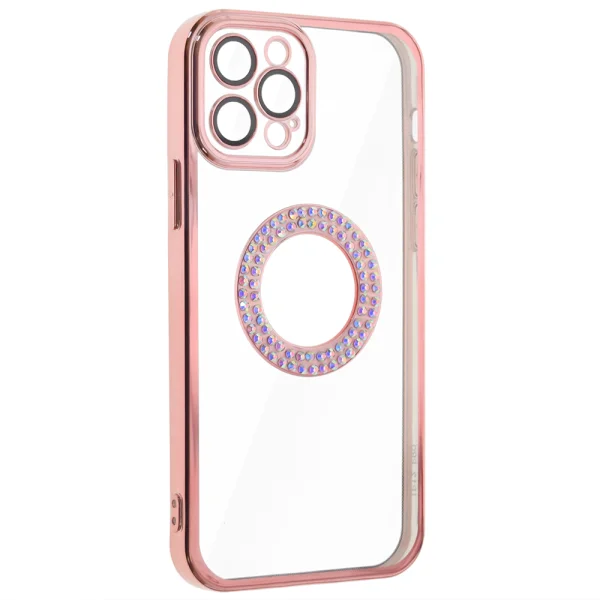 Силиконов калъф DM1 за iPhone 12 Pro, с протекция на камерата, Розов 2