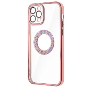 Силиконов калъф DM1 за iPhone 12 Pro, с протекция на камерата, Розов