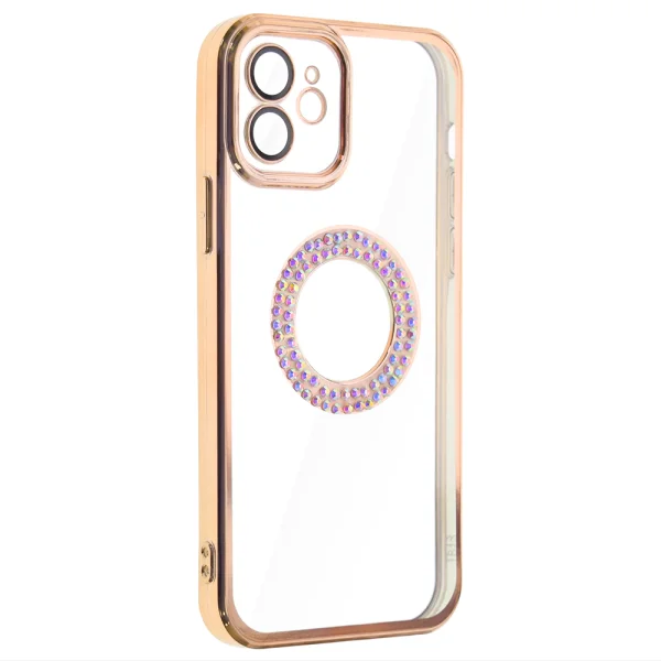 Silicone case DM1 for iPhone 12, with camera protection, Golden 2