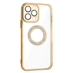 Силиконов калъф DM1 за iPhone 13 Pro, с протекция на камерата, Златист