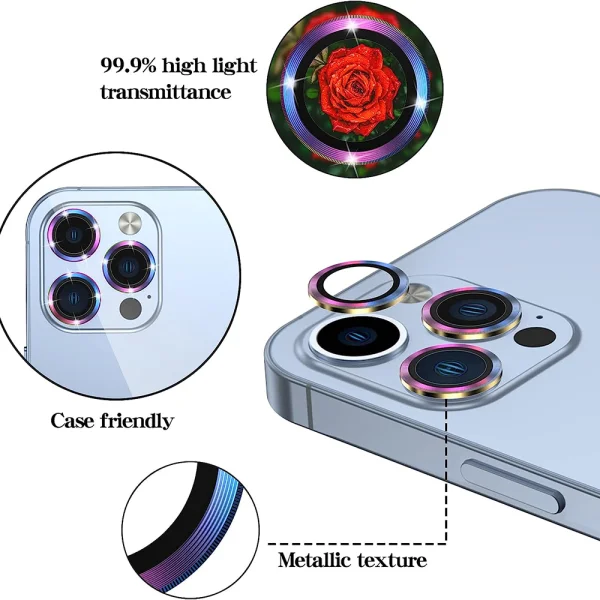 3D Glass Camera Protector for iPhone 13 Pro/13 Pro Max, Rainbow 3
