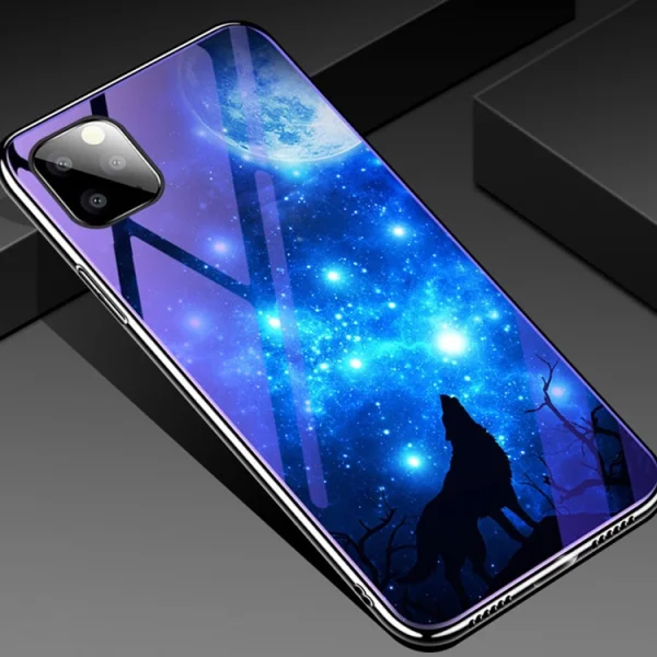 Стъклен Гръб Glass Blue-ray за iPhone 11 Pro (5.8) , Вълк 2