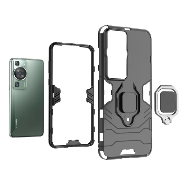 Shockproof Case Hybrid Cover for Huawei P60 / P60 Pro, Ring Holder, Black 2