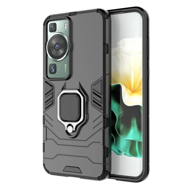 Shockproof Case Hybrid Cover for Huawei P60 / P60 Pro, Ring Holder, Black 1