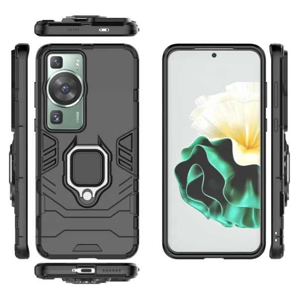 Shockproof Case Hybrid Cover for Huawei P60 / P60 Pro, Ring Holder, Black 3