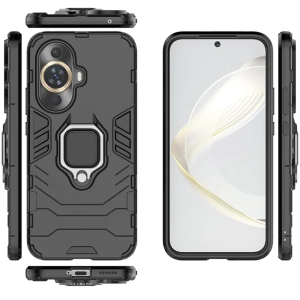 Удароустойчив Калъф Hybrid Cover за Huawei Nova 11 Pro / Nova 11 Ultra, Ring Holder, Черен 3