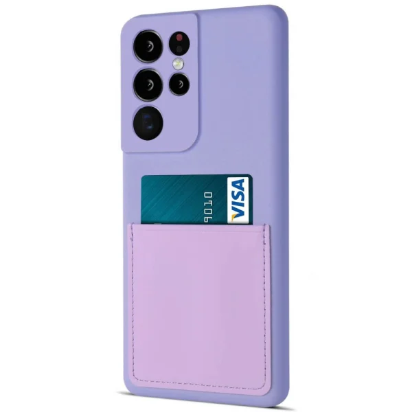 Силиконов калъф Card Slot за Samsung Galaxy S21 Ultra, Светло лилав 3