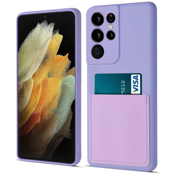 Силиконов калъф Card Slot за Samsung Galaxy S21 Ultra, Светло лилав 1