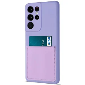 Силиконов калъф Card Slot за Samsung Galaxy S21 Ultra, Светло лилав 3