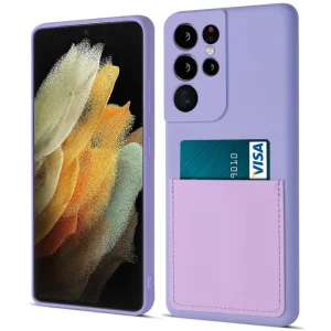 Силиконов калъф Card Slot за Samsung Galaxy S21 Ultra, Светло лилав