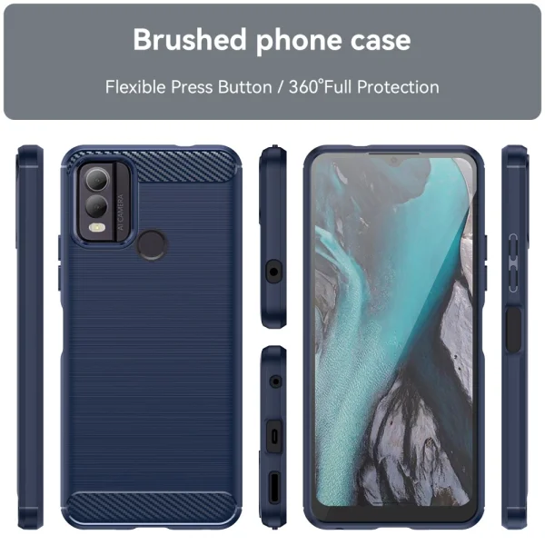 Силиконов Калъф Carbon за Nokia C22, Син 3