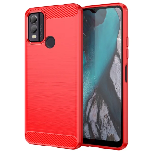Silicone Case Carbon for Nokia C22, Red 1
