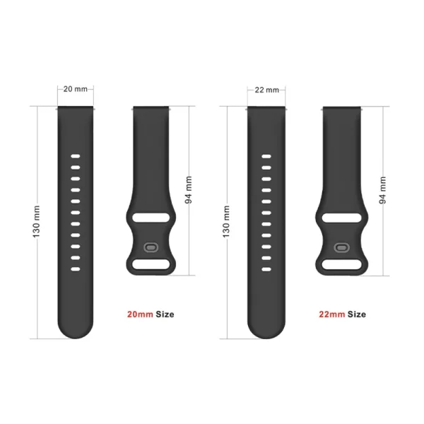 Universal silicone watch strap for Samsung, Huawei, Amazfit, 22mm, Blue 4
