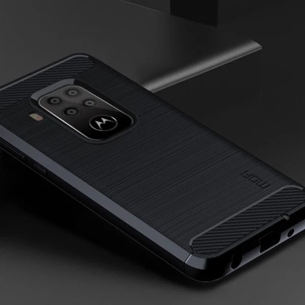 Силиконов Калъф Carbon Fibre Brushed за Motorola Moto One Zoom, Тъмно син 2