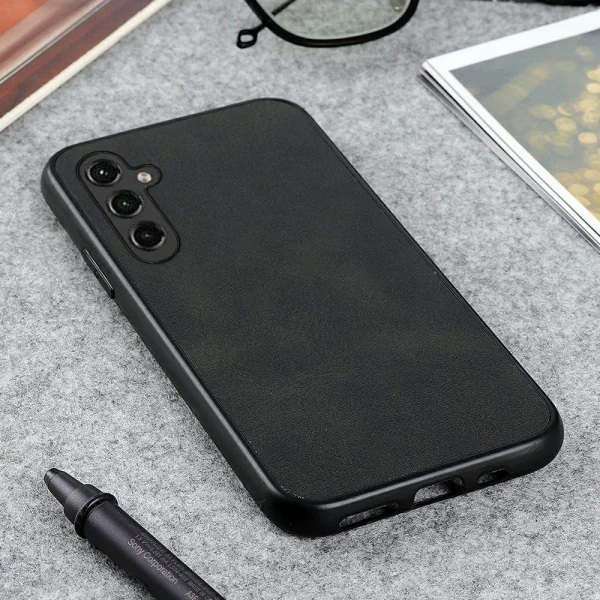 Удароустойчив калъф Leather Coated за Samsung Galaxy A14 5G, Черен 3