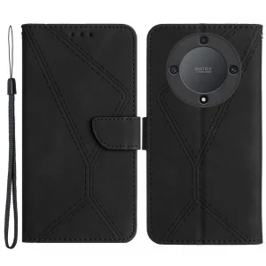 Калъф тефтер Leather Wallet за Honor Magic 5 Lite 5G, Черен