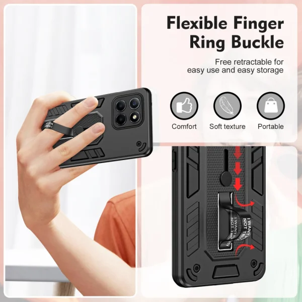 Shockproof case for Honor X8 5G, Finger Hoder, Bracket, Black 2