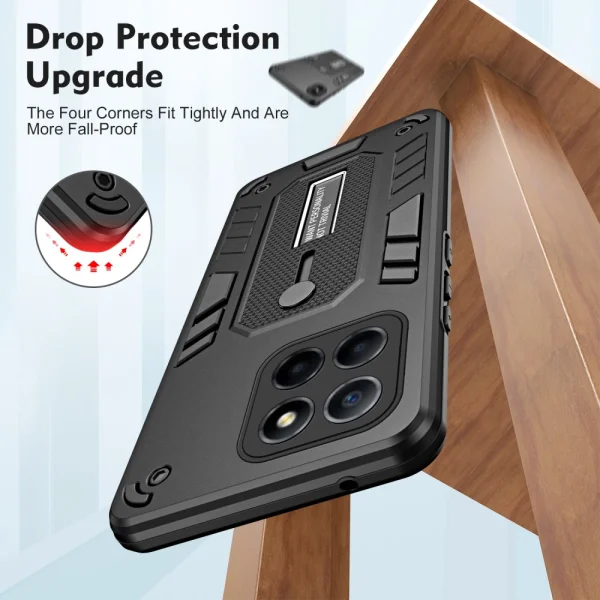 Shockproof case for Honor X8 5G, Finger Hoder, Bracket, Black 3