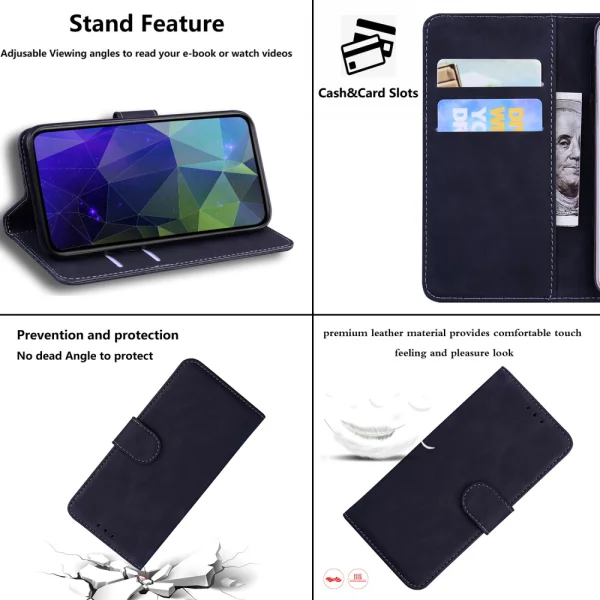 Leather Wallet Case for Honor X8 5G, Black 4