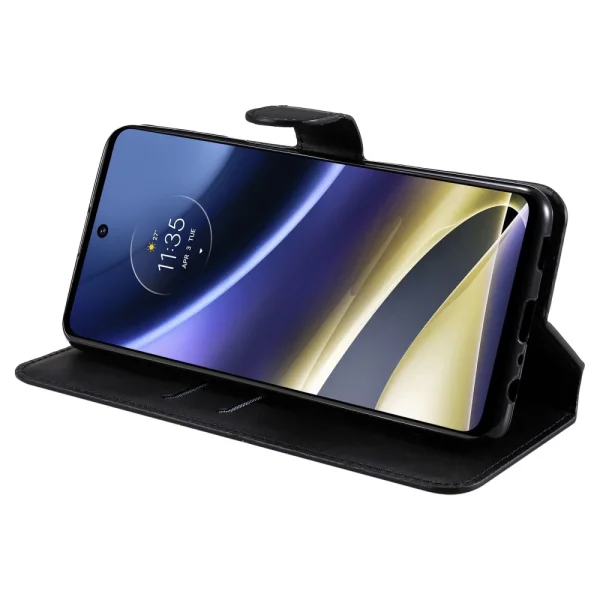Калъф тефтер Leather Wallet за Motorola Moto G51 5G, Черен 3