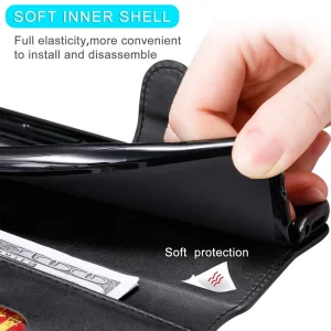 Калъф тефтер Leather Wallet за Motorola Moto G51 5G, Черен 5