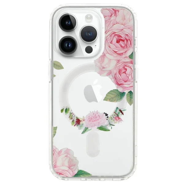 Shockproof case Flower MagSF for iPhone 14 Pro, Pink flowers 1