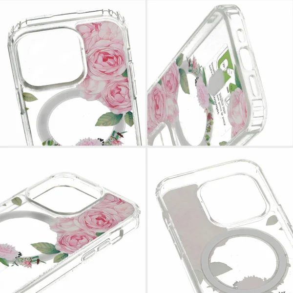 Shockproof case Flower MagSF for iPhone 14, Pink Flowers 3