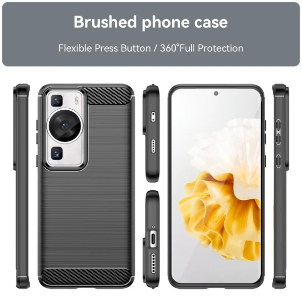 Carbon Silicone Case for Huawei P60 / P60 Pro, Black 3