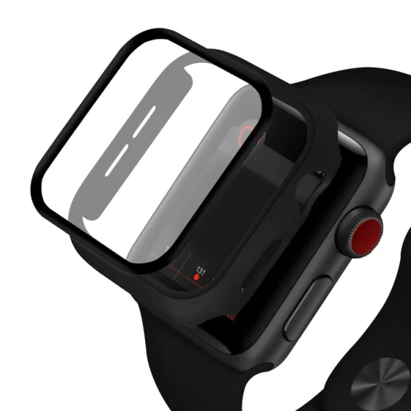 Plastic bumper + glass protector for Apple Watch Series 5/4 44mm, Black 5
