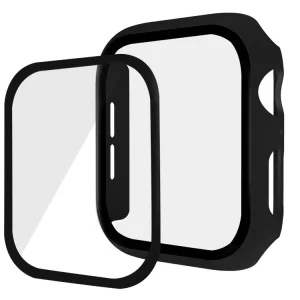 Пластмасов бъмпер + стъклен протектор за Apple Watch Series 5/4 44mm , Черен