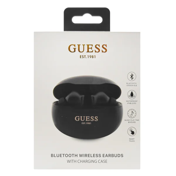 Guess Metalic Finish True Wireless 5.3 Earphones, GUTWST50BK, TWS, Black, 3666339120870 5