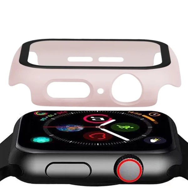 Plastic Bumper + Glass Protector for Apple Watch Series 5/4 44mm , Pink 4