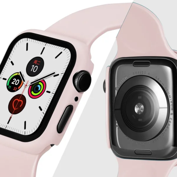 Plastic Bumper + Glass Protector for Apple Watch Series 5/4 44mm , Pink 3