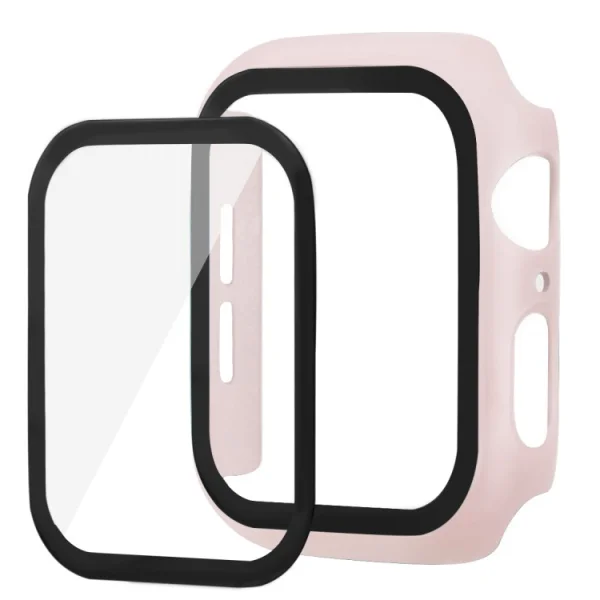 Plastic Bumper + Glass Protector for Apple Watch Series 5/4 44mm , Pink 1
